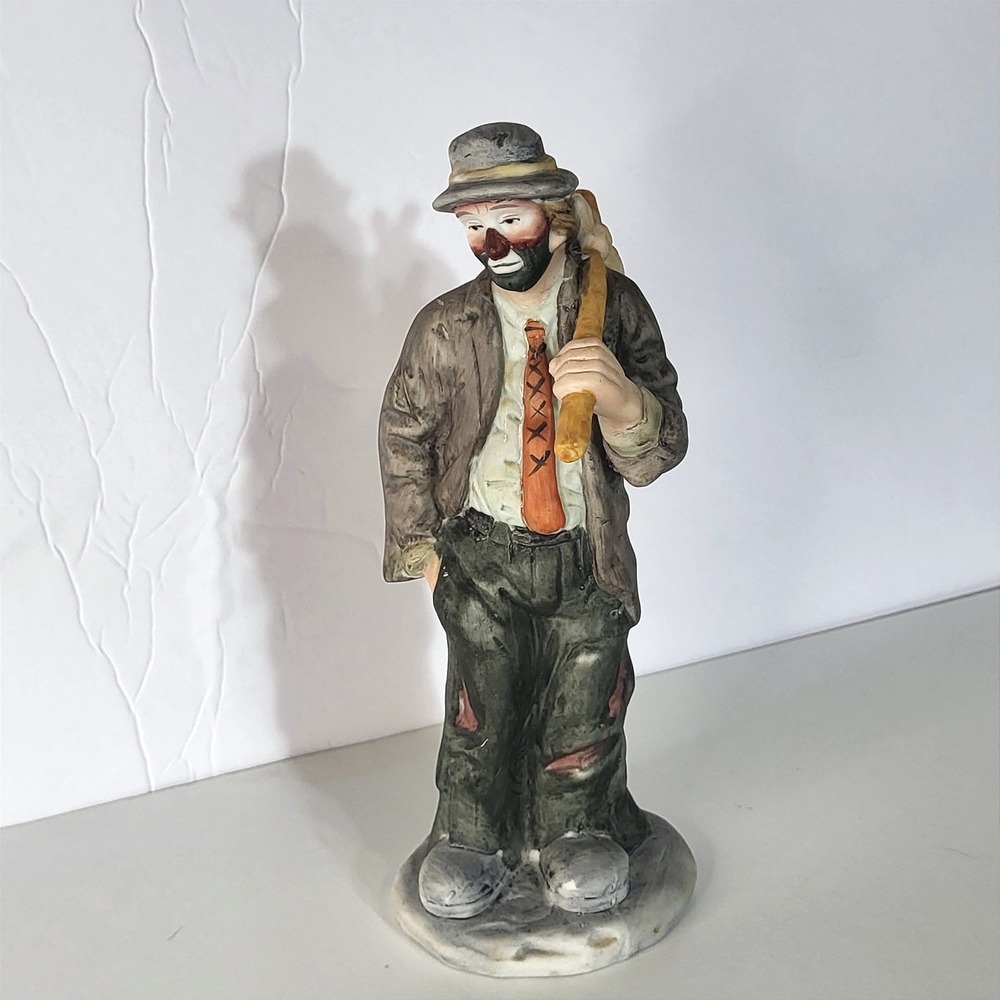 Emmett Kelly Jr Flambro Weary Willie Hobo Clown Bindle Porcelain Figurine 8.5in